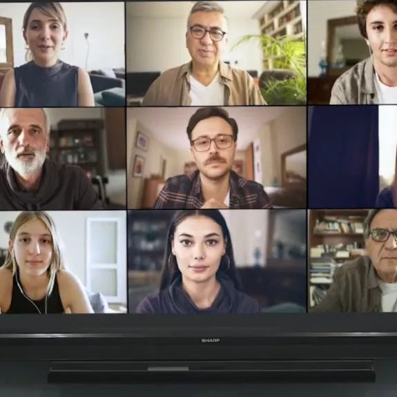 Business meeting with online participants using Synappx Collaboration Hub